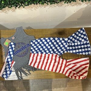 Patriotic Fringe Tank and Star-Striped Pants Set (3pcs)